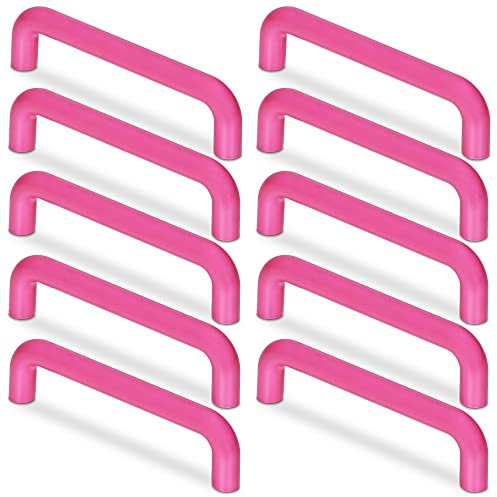 Mavö 10 Stück Schubladengriff Möbelgriff Lochabstand, Griff für Möbel 96mm Kunststoff Rosa Odysy