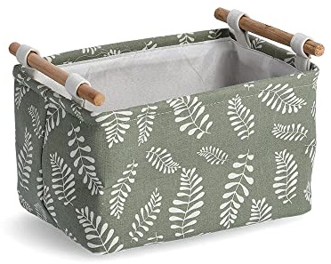 Zeller Leaves Aufbewahrungsbox, Baumwolle/Polyester, 30,5x21x18cm