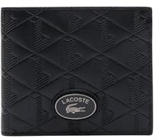 Lacoste Herren Brieftasche, Schwarz, Personalized Striped, Leder, Zweifach gefaltet, Rindsleder, 3 Pockets, 2 Sections, Erwachsene Männer, klassisch elegant