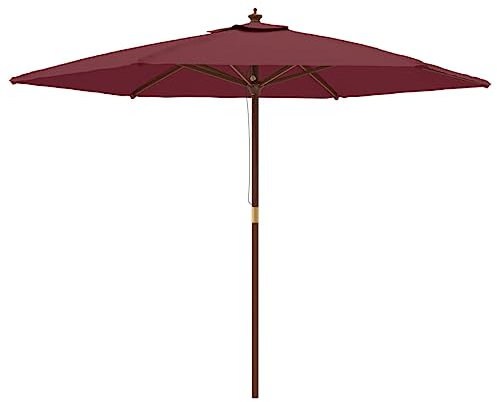 vidaXL Parasol de jardin avec mât en bois rouge bordeaux 299x240 cm, parasol, parasol d'extérieur, parasol de patio, parapluie, parasol de terrasse
