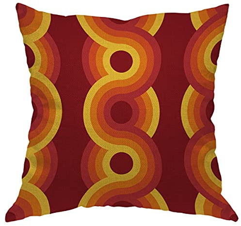 Quadrat Kissenbezugen Geometrisch - Vintage 1970Er Retro 1960Er Groovy Bauhaus Kissenhülle Modern Wurfkissenbezug Vintage Kissen-Bezug 45X45Cm Für Auto Balkon Wohnzimmer