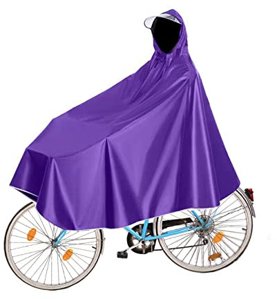 Fayemint Wasserdicht Radfahren Regen Poncho, Fahrrad Compact Regen Cape, Radfahren Regen Poncho mit Kapuze, für Mountainbikes, Fahrräder, Elektrofahrräder (Lila)