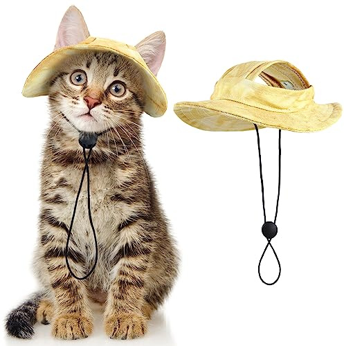 DENTRUN Hut für Katze, Hund Katze Cowboy Hut, Sonnenhut für Haustiere, Hut für Katzen und Hunde