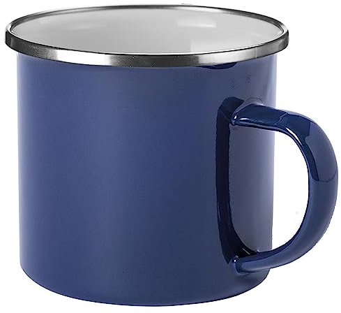 Westmark Emaille-Tasse – leichter Becher für Unterwegs, ideal beim Camping, Wandern und Picknick, Emaillegeschirr für Gaskocher und Elektroherd – Stahl, Blau, 350 ml