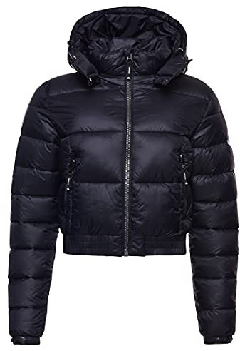 Superdry Damen Verkürzte Fuji Kapuzenjacke Schwarz 42