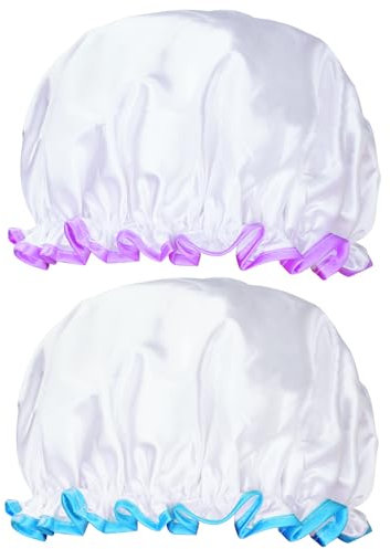 G2PLUS 2PCS Large Shower Cap for Long Hair, 32CM Clear Hair Caps for Girls and Women, Reusable Elastic Bath Caps for Girls Spa Home Use