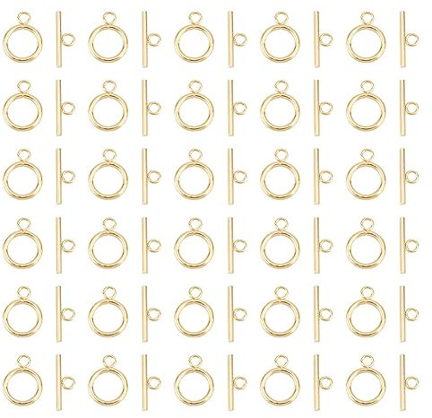 UNICRAFTALE 30 Sets Edelstahl Verschlüsse Runde IQ Kippverschlüsse T Steg Verschluss Goldene Halsketten Verschlüsse Schmuckverschlüsse Endverschlüsse Für DIY Halsketten Armbänder Schmuck