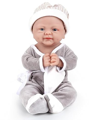 Vollence Voll weiche Silikon-Baby-Puppe, flüssiges Platin-Silikon Vollsolide-Wiedergeborene Baby-Puppe lebensechte Baby-Puppe gewichtete Schlafpuppe Stressabbau-Spielzeug - Junge