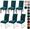 Alishomtll Stretch Samt Stuhlhussen 4er/6er Set Velvet/Velour Stuhlbezug Schwingstuhl Elastische Hussen Waschbarer Stühle Schutz für Küche Restaurant Hotel Bankett Hochzeit (Turquoise, 6 Stück)