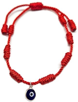 MYSTIC JEWELS By Dalia Armband mit roten Knoten mit Amulett – verstellbar – Schutz vor bösem Blick, viel Glück – für Damen und Herren, 19 centimeters, Polyester
