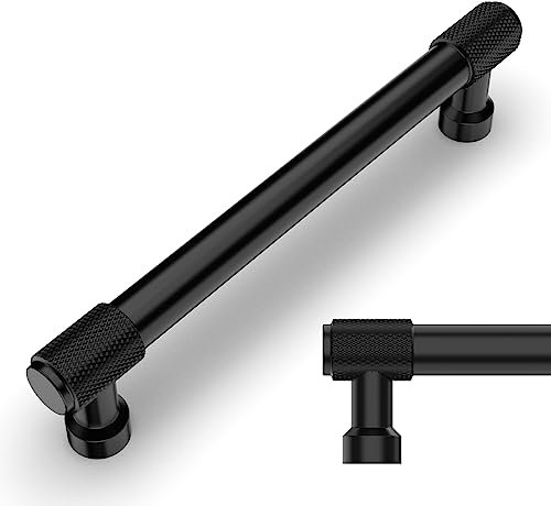 Amerdeco 10 Pack Matte Black Cabinet Pulls 6.25 Inch(160mm) Hole Center Drawer Pulls Cabinet Hardware Kitchen Cabinet Handles for Bathroom Dresser Pulls AM011