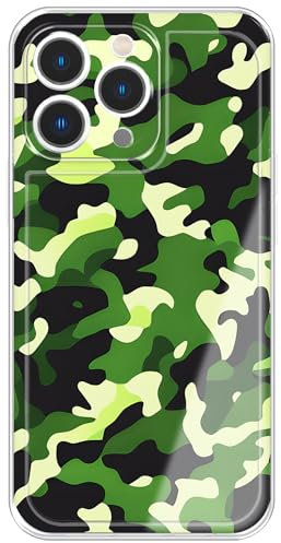 Berkin Arts Compatible with iPhone 13 Pro Max Case Clear TPU Cover Green Camouflage Design Lush Hues Abstract Bush