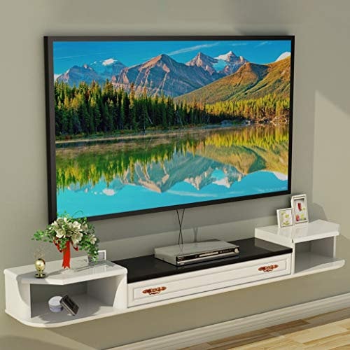 ASerZenith Schwimmender TV-Ständer, Wand-TV-Schrank, Schlafzimmer, Wohnzimmer, Wandregal, Router, Set-Top-Box, DVD-Player, Aufbewahrungsregal, multifunktionales Display-Regal, TV-Ständer (C 80 cm)
