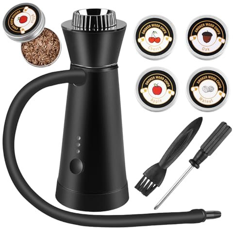 Rauchpistole, Rauchgenerator Smoke Gun Kaltrauch-Räucherpistole Portable Kaltrauchgenerator Mit 4-Pack Holzchips Räucherpistole Für Lebensmittel Handrauchpistole Für Fleisch Lachs Cocktails Käse Grill