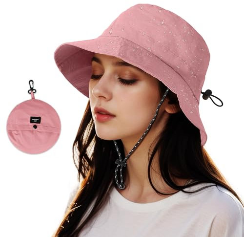 Acado Wasserdichter Fischerhut für Damen – UV-Schutz, Angelhüte für Damen, verstellbar, faltbar, Regenhut, Sonne, Sommer, Outdoor, Wanderkappe