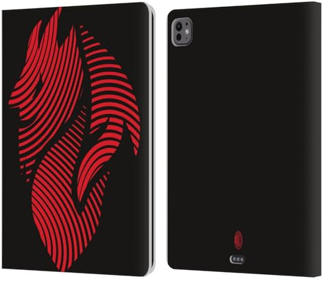 Head Case Designs Licenza Ufficiale AC Milan Logo Grafica Custodia Portafoglio in Pelle Compatibile con Apple iPad PRO 13 M4 2024