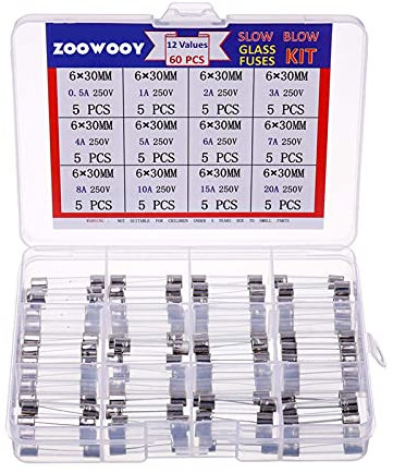 MRANADLDF Fusible Lot de 250 fusibles en Verre à soufflage Rapide 250 V 1 A, 2 A, 3 A, 5 A, 6 A, 7 A, 8 A, 10 A, 6 x 30, 5 x 20 mm Boîte à fusibles en Verre à soufflage Rapide(360pcs)