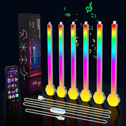 Kimimara LED Gaming Wandleuchte - 6pcs Hexagon RGB Lichtleisten mit App-Steuerung DIY-Lichteffekte Musik Sync Hexa Wandbeleuchtung für Schlafzimmer Wand Room Deko