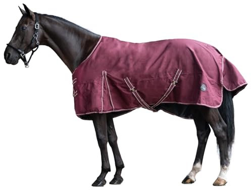 HKM - Outdoor Pferdedecke mit Fleece in weinrot; wasserdichte, Passgenaue & hochwertig verarbeitete Pferde Regendecke, 300 gr Füllung, 135 cm