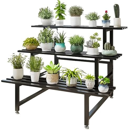 Étagère de jardin en métal à 3 niveaux pour pots de fleurs, 80 cm de haut