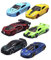Folpus 6x giocattolo in lega in scala 1: 64 Auto da corsa Regali di Modello realistico di veicolo in lega Set di veicoli per bambini, C