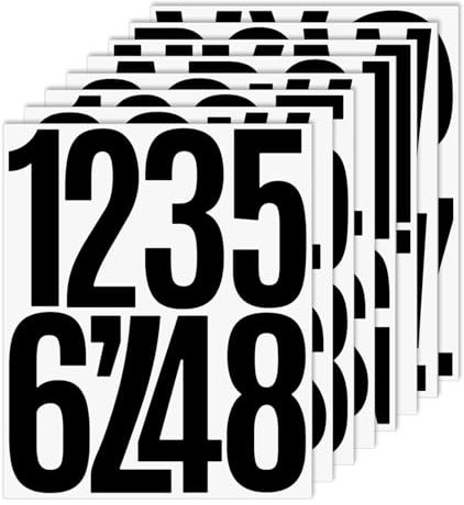 12 Sheets 5 Inch Large Vinyl Letter Stickers, Black Number Stickers, Self Adhesive Alphabet Number Sticker, Waterproof Stick On Letters for Sign, Mailbox, Poster, Window, Door, Car (Color:Black)
