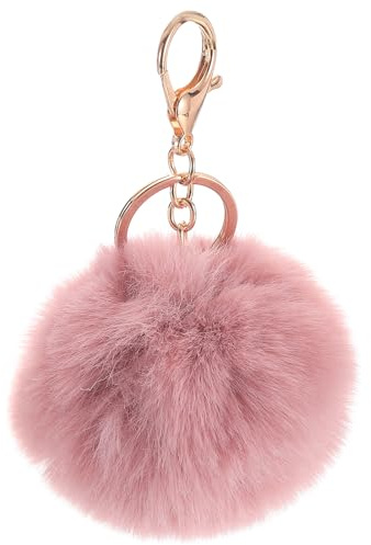 sourcing map Pom Pom Keychain, Faux Rabbit Fur Puff Ball for Women Purse