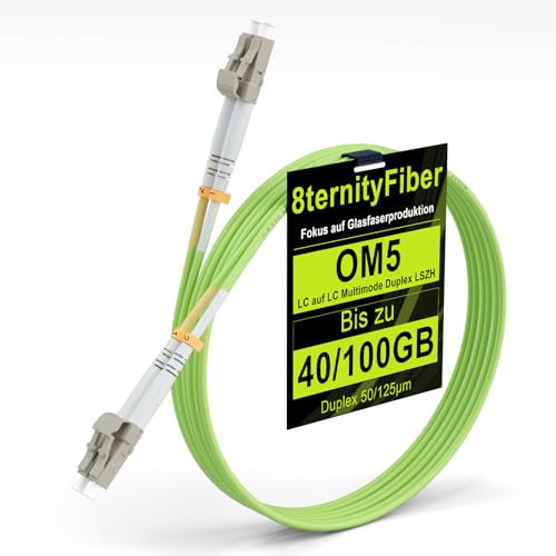 8ternityFiber OM5 LC Glasfaserkabel 2 m/7 ft, 40GB/100GB Multimode Patchkabel Duplex 50/125 µm, Längenoptionen: 1 m-20 m, OD: 2 mm, LSZH