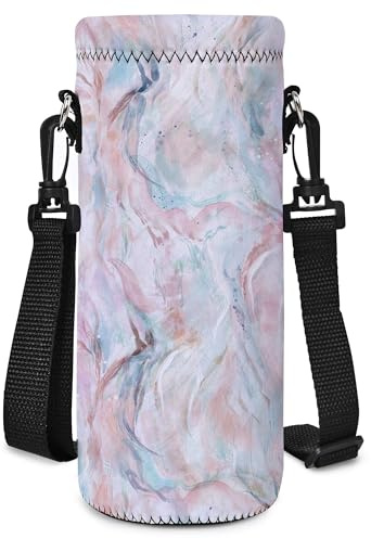RICHEN Neoprene Water Bottle Carrier Bag with Adjustable Shoulder Strap,Insulated Water Bottle Cover for 500ml/16oz Stainless Steel/Glass/Plastic Bottles Bottles (BC-60,500ml)