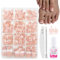 French False Toenails - 240 Pcs Suqare Press On Toes Nails - White French Tip Nude Pink Fake Toe Nails Kit - Glossy Acrylic french ToesNails - Full Cover Stick On Toenails For Women Girls