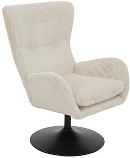 Hela Tische, Lounge-Sessel, Ohrensessel Samos, Bezug Cordstoff Beige, hoher Rücken, Trompetengestell 360° drehbar, 70x81x96 cm