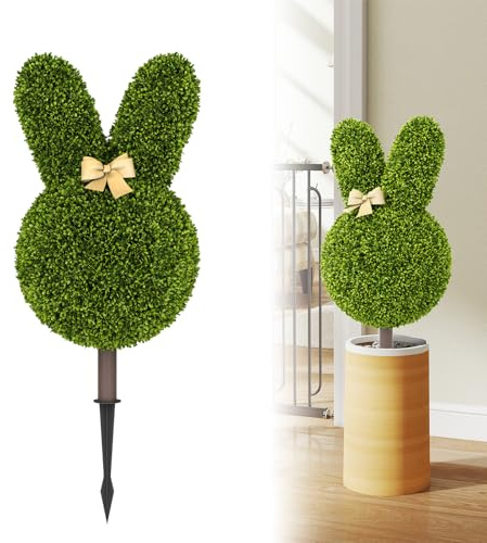UISEBRT 2 Stück Kunstbaum Künstliche Pflanzen mit Erdspieß 76 cm, UV-geschützte Kunstpflanze, Dekopflanze mit Natürlicher Optik für Haus, Balkon, Terrasse, Drinnen und Draußen, Hase