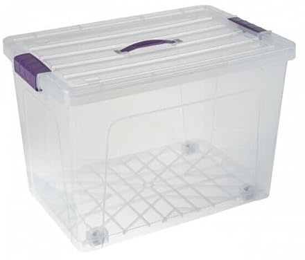 Plastic Storage Box Boxes Lid Food Container Home Office Box Lockable Stackable (70l)