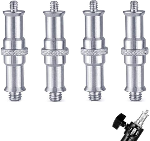 4 Stück Standard 1/4 auf 3/8 Zoll Metall Stecker Konverter Gewindeschraube Stativ Adapter Zapfen Bolzen für Blitzhalter, Studio-Lichtständer, Kugelkopf, Blitzschuh/Kaltschuh-Adapter, kabelloser