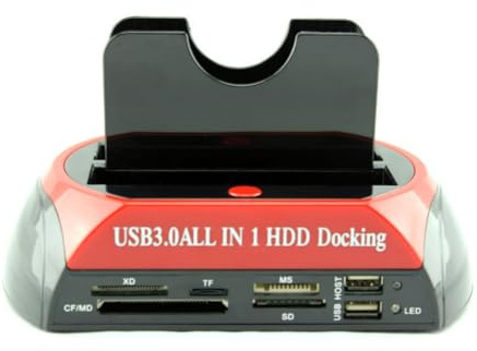 Gosera Station D'Amarrage Externe à Disque Dur de 2,5 et 3,5 Pouces, Dual Bay, USB 3.0 et IDE, Comprend la Prise UE