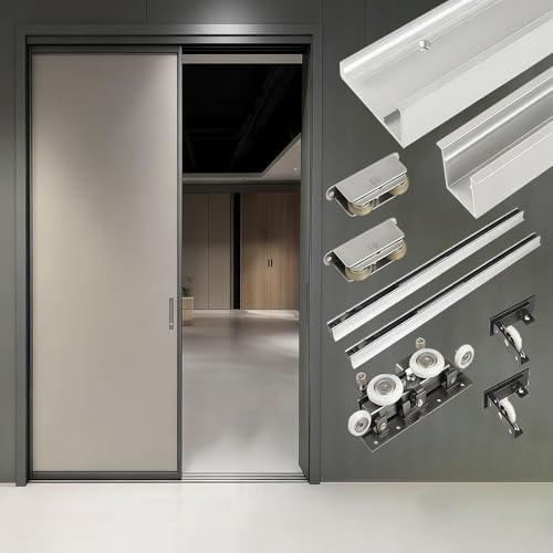 Xalteafe Rail Invisible Porte Coulissante,Quincaillerie de Porte Coulissante Invisible sans Rail,Fermer en Douceur Invisible Rail de Porte passante,pour d'Armoire,Grange et Fantômes Coulissantes