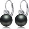 jiamiaoi Perlenohrringe Schwarz Perlen Ohrringe Hängend Schwarze Ohrringe Silber Creolen mit Perle Schwarze Perlenohrringe Schwarz Hängend Ohrringe Damen Perlen Ohrringe