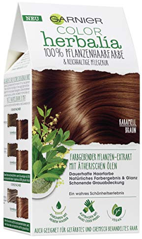 Garnier Haarfarbe, 100% Pflanzenhaarfarbe, für natürliche, glänzende Farbe, vegan, Color Herbalia, Karamellbraun, 3x1 Stück