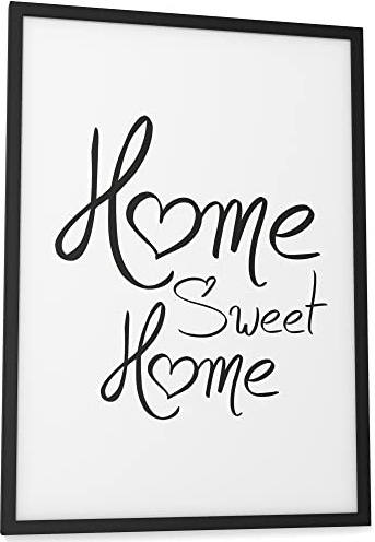 Papierschmiede® Typografie Poster, DIN A3 (30x42 cm), Wanddeko Wohnzimmer, Schlafzimmer, Küche, schwarz-weiß Bild mit Spruch OHNE Rahmen, Home Sweet Home