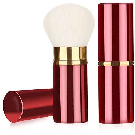 Falliny Einziehbarer Make-up-Pinsel, Kabuki-Puderpinsel, perfekt für Rouge, Bronzer, Buffing, makellose Puderkosmetik, tragbarer Gesichts-Rougepinsel mit Abdeckung