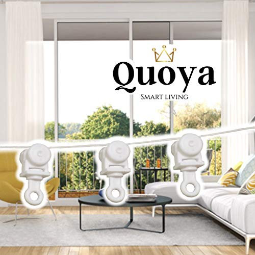 Quoya Smart Vorhangschiene - Wellenförmiges Vorhang-Set (4 Stück, Weiß/Opulenter Garten, Kunststoff)