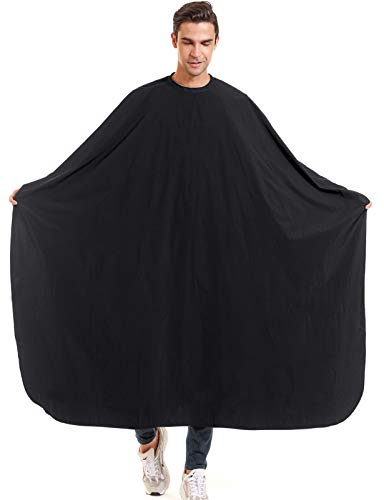 izzycka Nylon Barber Cape 64x56 Waterproof Salon Large Hair Cutting Cape Haircut for Men with Adjustable Snap Closure Color Capes Professional Stylist Hairdresser Apron Adults Unisex Black