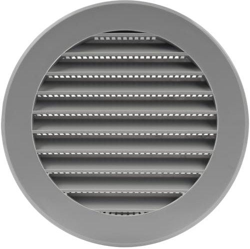Vent Systems 100 mm / 4 Inch Round Soffit Vent Cover - Gray Plastic Louvered Grill Cover - Vent Grille with Mesh Screen - HVAC System Ducting, Pipe Air Supply Ventilation Vents for Bathroom, Kitchen