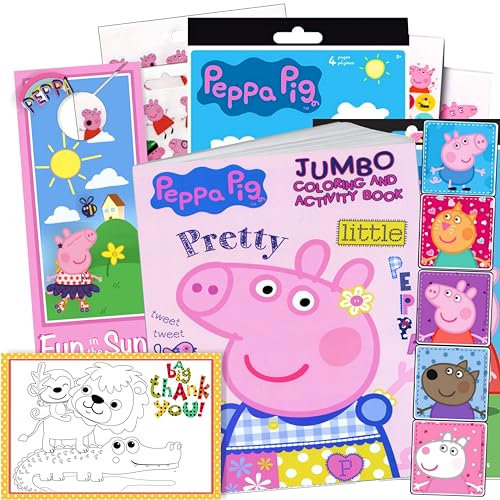Coloring and Activity Set - Bundle Includes Peppa Pig Coloring Book, Peppa Pig Stickers, and 2-Sided Door Hanger (Peppa Coloring Book & Stickers)