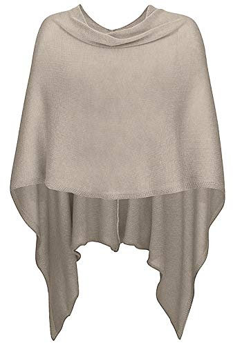Mississhop 221 Poncho aus Mischgewebe für Damen Cape Überwurf One Size Taupe