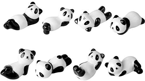8 pcs Panda Ceramic Ware Chopstick Rest Set,Ceramic Panda Pattern Chopsticks Rest Rack Spoon Fork Knife Holder Rack Practice Furnishing Articles