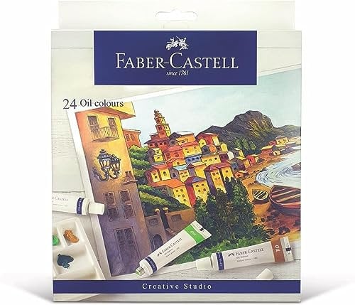 Faber-Castell Creative Studio Lot de 24 tubes de 20 ml à l'huile pour art, artisanat, dessin, croquis, maison, école, université, coloriage