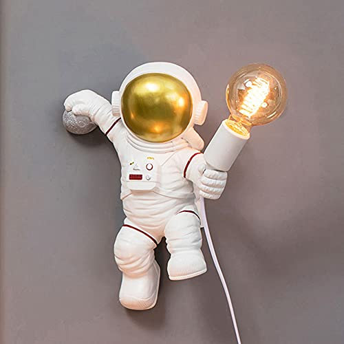 FREEUP Wandleuchte kinderzimmer mit Stecker, Astronaut lampe kinderzimmer Wandlampe mit Schalter und 1,5M Kabel, E27 Fassung, Max.40W(Ohne Glühbirnen), Lustige Geschenke für kinder Jungen Mädchen
