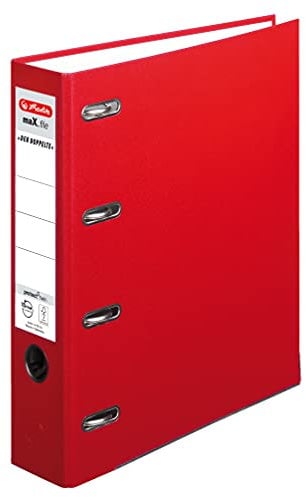 herlitz 10842268 Doppelordner maX.file protect, A4, Rückenbreite: 7cm, Ablage: A4 / 2 x A5 quer, rot, 10 Stück
