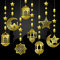 Zonon 24 Stück Ramadan Girlanden Eid Girlande Dekoration Ramadan Mubarak Party Banner Stern Mond Laternen Girlande Hintergrund Glänzende Hängende Wanddeko für Haus Hochzeit Islam Party (Gold)